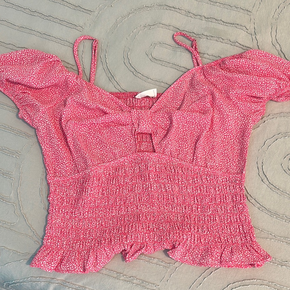 Sienna Sky Pink Smocked Blouse with Tie Front